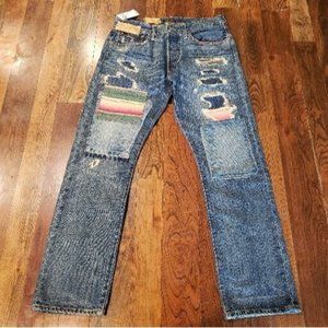 Polo Ralph Lauren The Varick Slim Straight Mexican Blanket Jeans Men 31x30 $398